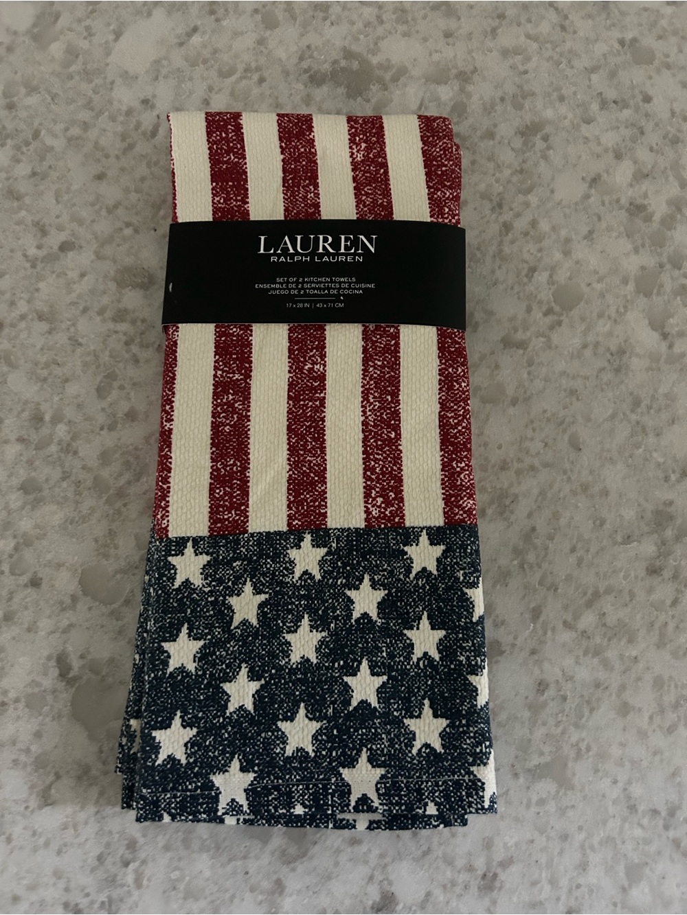 “New” Ralph Lauren American Flag Kitchen Towel Set of 2